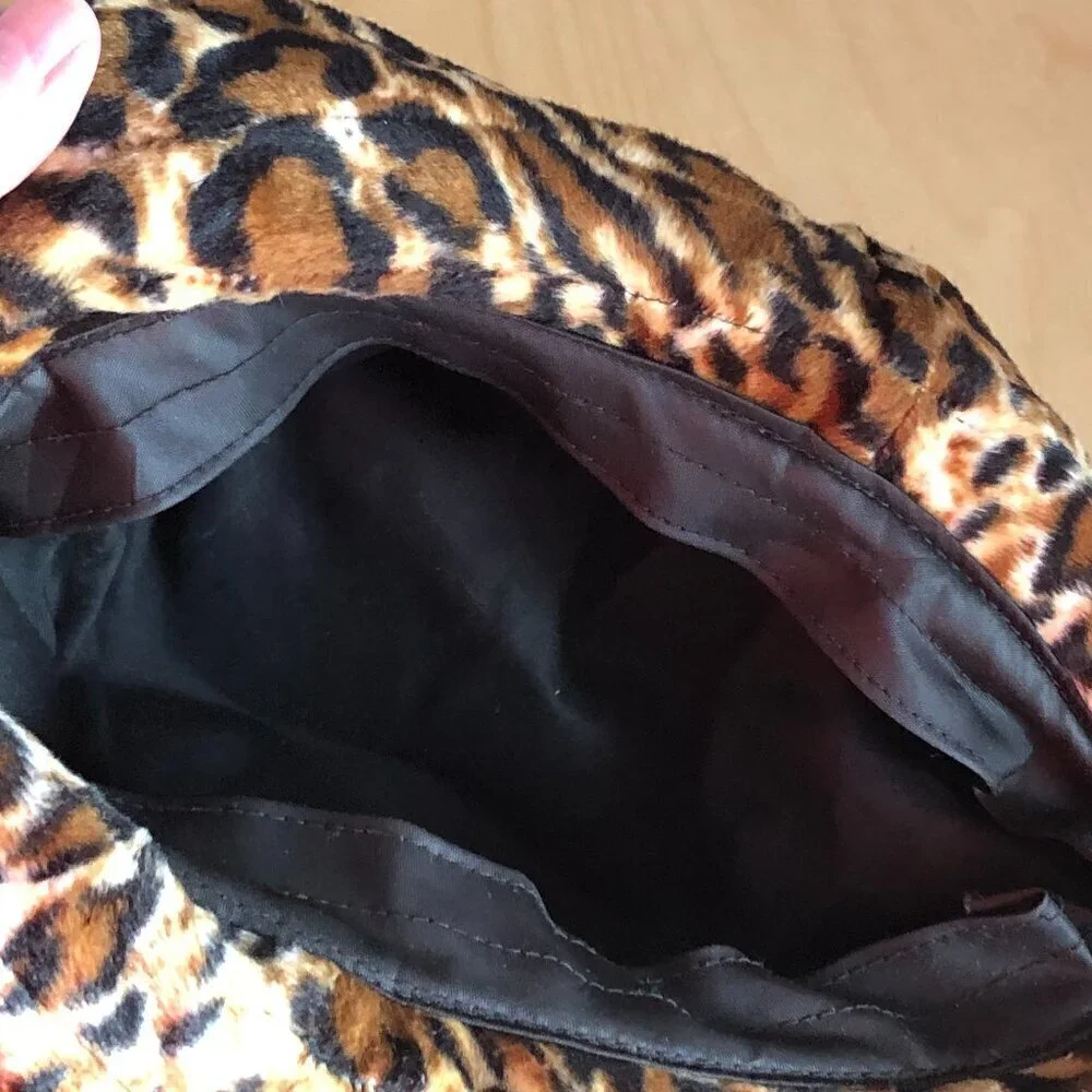 Vintage Animal Print Velour Pork Pie Hat Women's One Size Brown Tan & Black - Picture 2 of 4